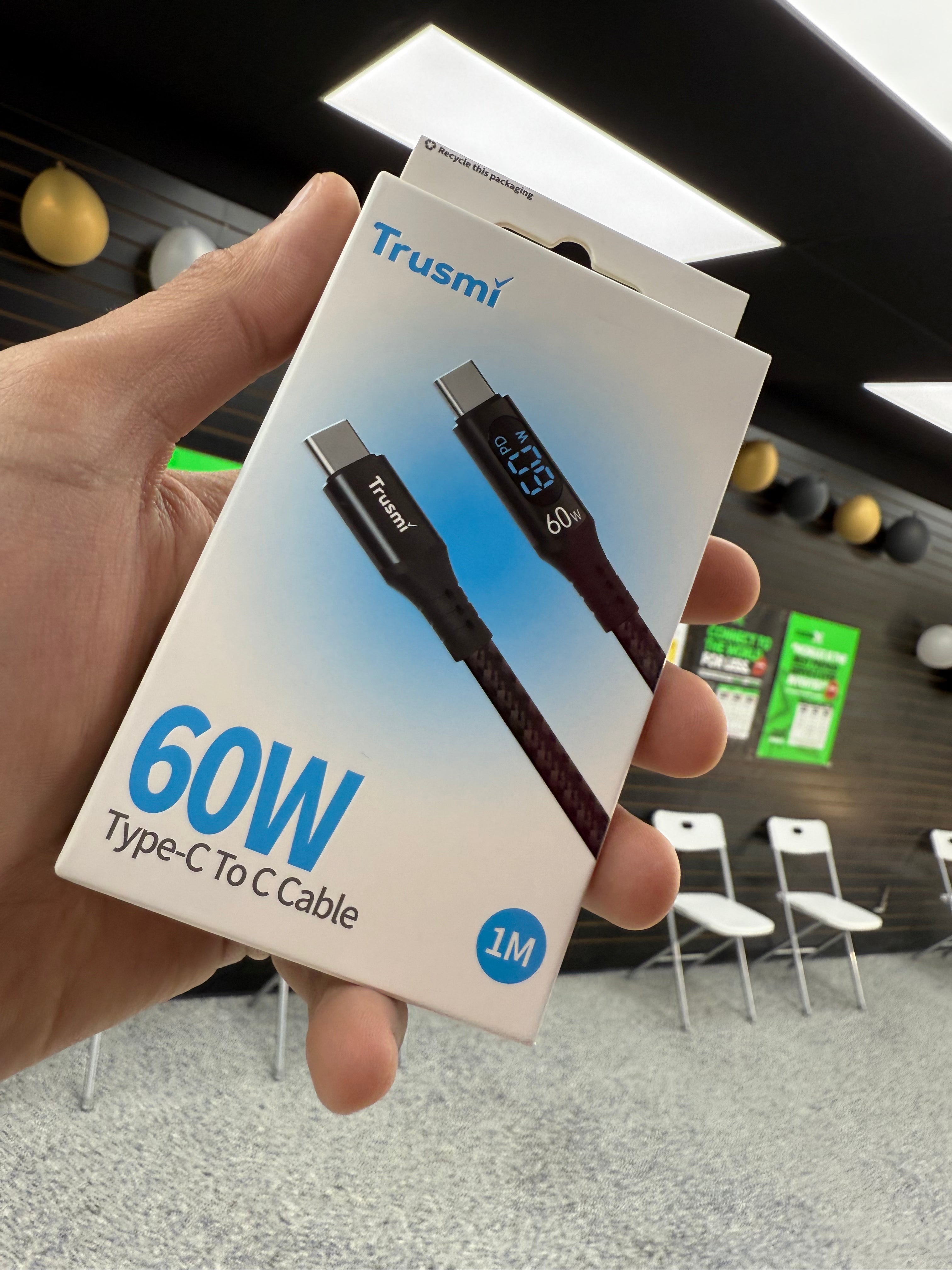 Type C to Type C Cable 60W with Display on Cable
